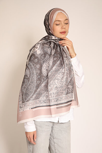 BERCHEM SCARF شال منقوش باللون الوردي والبيج