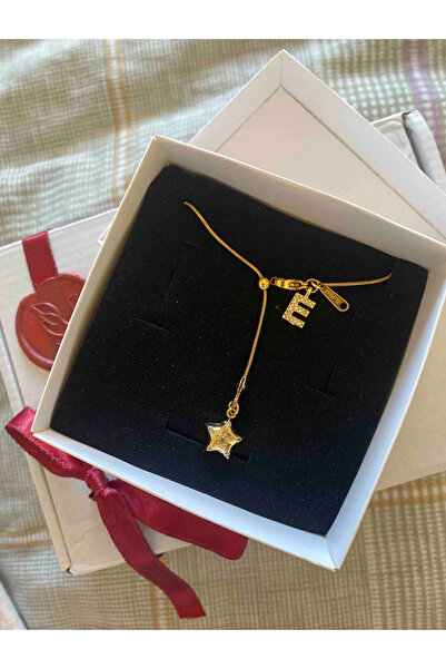 stainless steell Yıldız Asansör Kolye Paslanmaz Çelik Harfli Taşlı Y Kolye De...