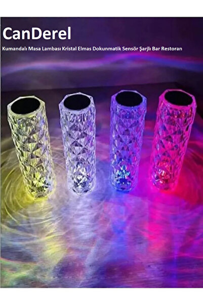 Canderel Kumandalı Masa Lambası Kristal Elmas Led Dokunmatik Sensör Usb Şarj Bar Restoran