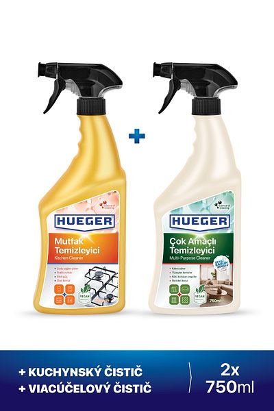 Hueger Sada 2 čističov kuchýň a viacúčelových čističov povrchov Sada 2 x 750 ml