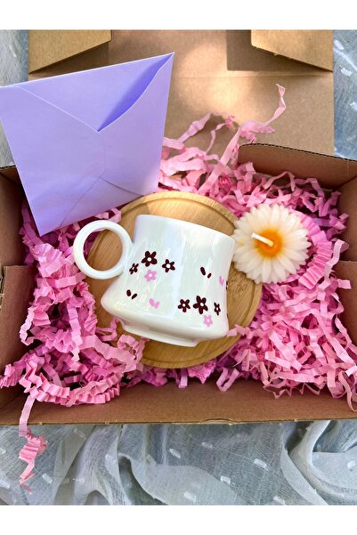 Flossy Design فنجان قهوة فردي مصنوع يدويًا مع شمعة هدية، كوب هدية