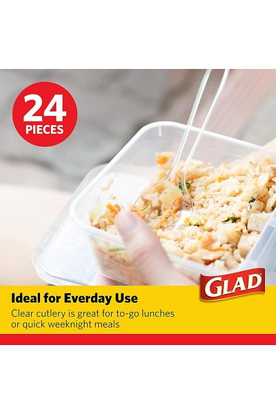 Glad Crystal Clear Plastic Forks, 24 Count - Clear And Heavy Duty Plastic Forks