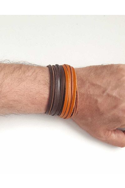 AB Takı Multilayer 2Pcs Genuine Leather Bracelets