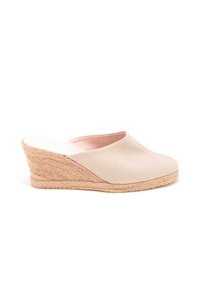 Star Tombis Women's Linen Casual Slippers - Light Beige, Real Handcrafted Closed Toe Straw Handcrafted Handmade