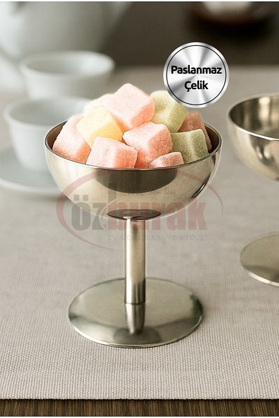 ÖZBURAK Steel Pedestal Turkish Delight Bowl Catering Presentation Bowl & Ice Cream Bowl
