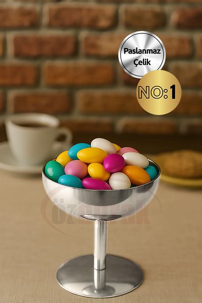 ÖZBURAK Steel Pedestal Turkish Delight Bowl Catering Presentation Bowl & Ice Cream Bowl