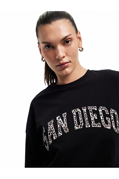 Koton Αθλητικό μπλουζάκι με κοντό μανίκι με λαιμόκοψη με στάμπα