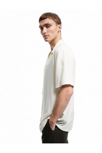 Koton Short Sleeve Turn-Down Collar Buttoned Viscose Shirt
