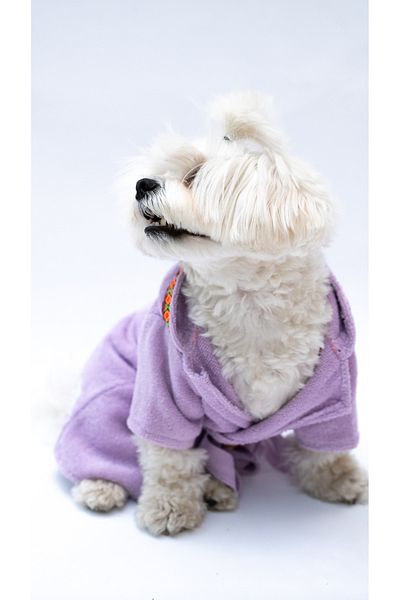Oli and Lui Pink / Lilac Towel Dog Bathrobe