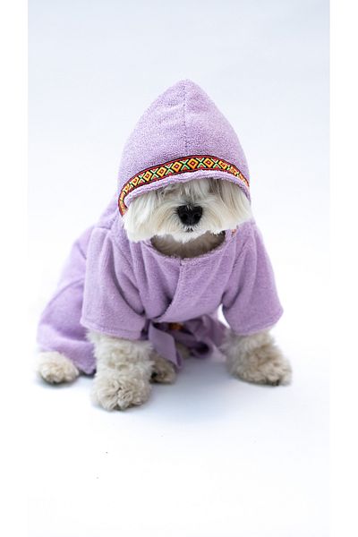 Oli and Lui Pink / Lilac Towel Dog Bathrobe