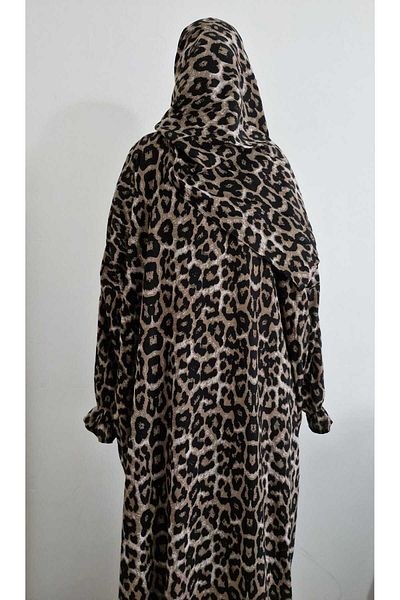 ARMİZA One Piece Cotton Leopard Pattern Prayer, Hajj and Umrah Dress