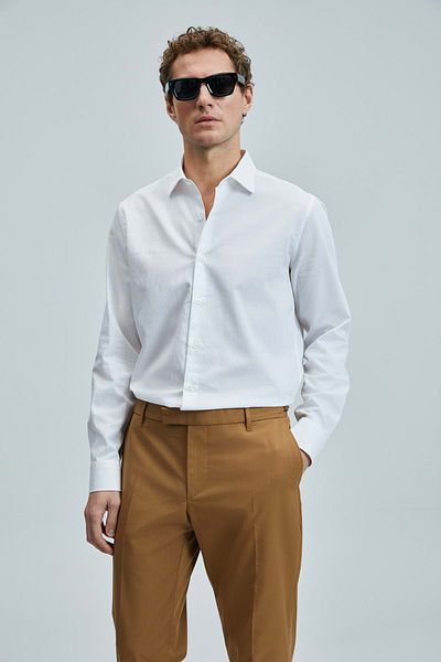 Lufian 111010634 Farla Ανδρικό πουκάμισο Basic Regular Fit Λευκό Ανδρικό πουκάμισο Λευκό