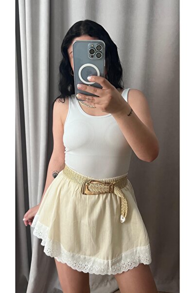 Butik BEJ DANTEL ŞORT ETEK