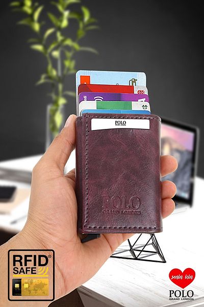 POLOGRAND London Original Automatic Mechanism Boxed Rfid Protection Anti-Theft Wallet with Money & Card Holder