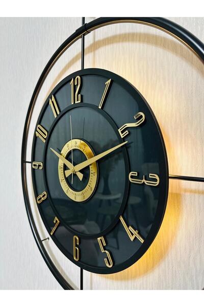 Pey Aksesuar Metal Camlı Duvar Saati (60X80 CM BÜYÜK BOY) Işıklı Gerçek Cam S...