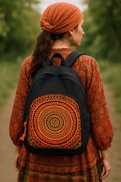 Street Bag Ethnic Bohemian Backpack - 3 Compartments Spacious Orthopedic for School and Travel