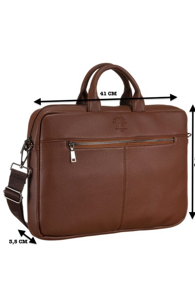 Westpolo Vegan Deri Unisex Laptop, Evrak Çantası - Taba