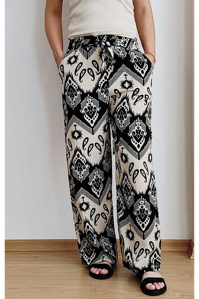 EKAY Ethnic Pattern Elastic Waist Trousers