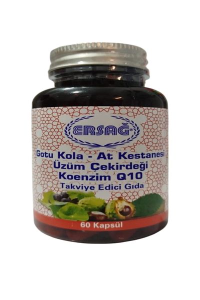 Ersağ Gotu Kola, Horse Chestnut, Grape Seed and Coenzyme Q10 60 Capsules - New Packaging
