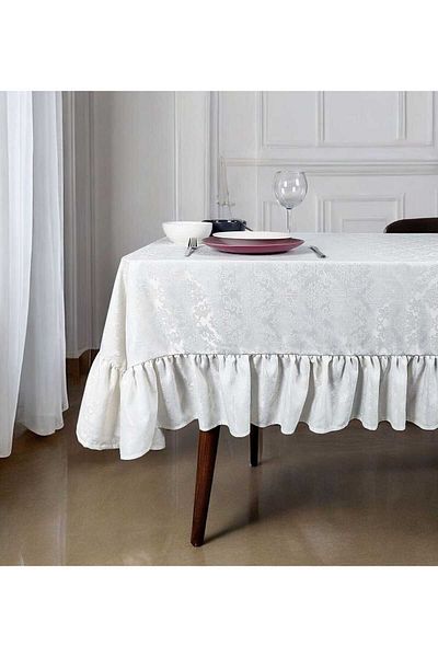 PİKKO HOME Finely Weaved Pearl Cotton Jacquard Ecru Color Vintage Jacket (F)