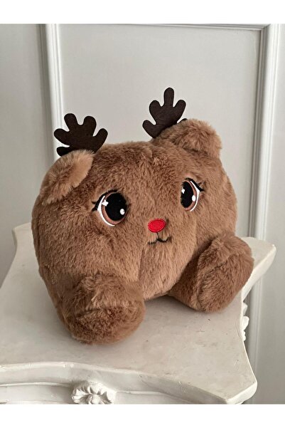 MR.Frenks Çocuk Sevimli Geyik Oyun&Uyku Arkadaşı Peluş Yastık Kahverengi 25 cm