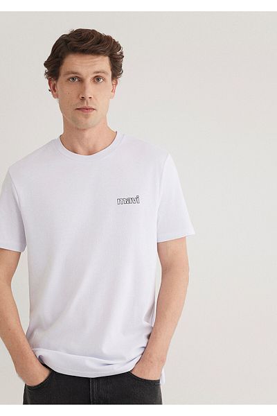 Mavi Τυπωμένο λογότυπο Λευκό T-Shirt Slim Fit / Slim Fit 0610360-620