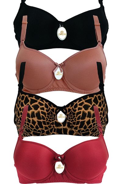 CHC Chocho Women's Underwire Unpadded 4-Piece Bra Set