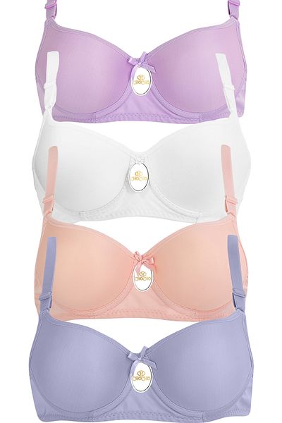 CHC Chocho Women's Underwire Unpadded 4-Piece Bra Set