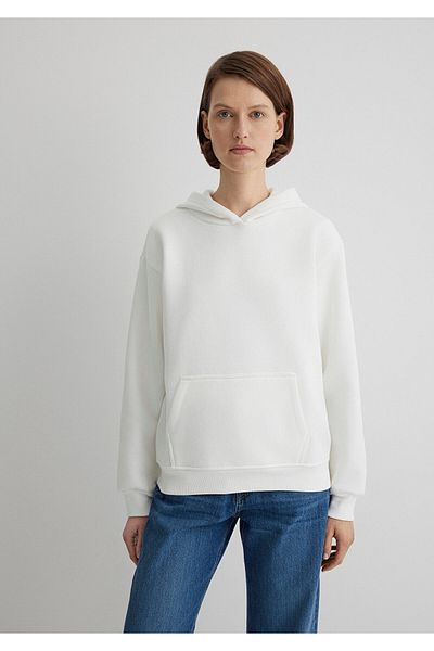 Mavi Biała bluza podstawowa z kapturem167299-70057