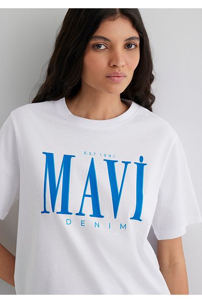 Mavi Weißes T-Shirt mit Logo-Aufdruck Normale Passform / Normale Passform1611990-620