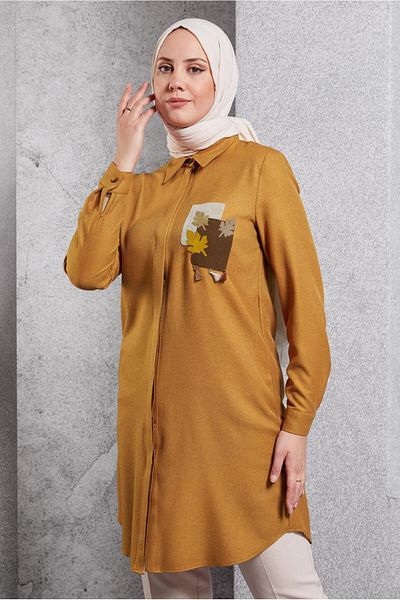 Alvina 44140 Model Patterned Tasseled Tunic