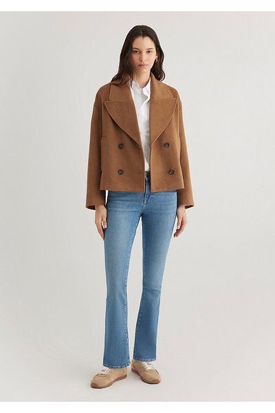 Mavi Μάλλινο Μικτό Καφέ Κοντό Παλτό Oversize / Φαρδιά Εφαρμογή 1110617 -89068
