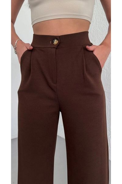 BACK Women's Brown Palazzo Trousers Oversize Cut.