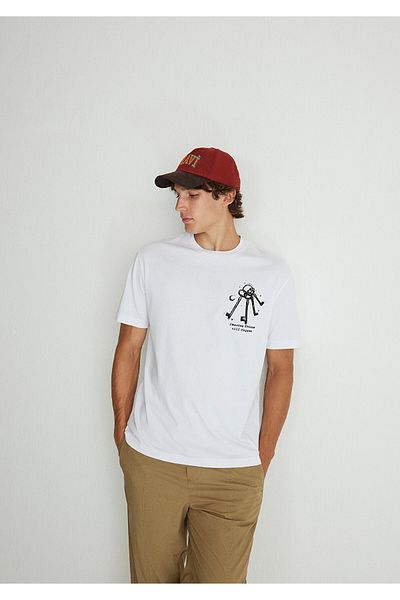 Mavi Λευκό μπλουζάκι με στάμπα στην πλάτη Loose Fit / Loose Relaxed Fit 0612456 -620