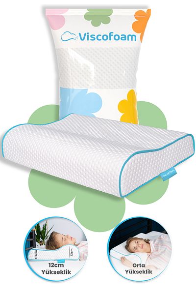 Viscofoam High Neck Supported Orthopedic Pillow Visco Pillow 58X39X12-8.5Cm