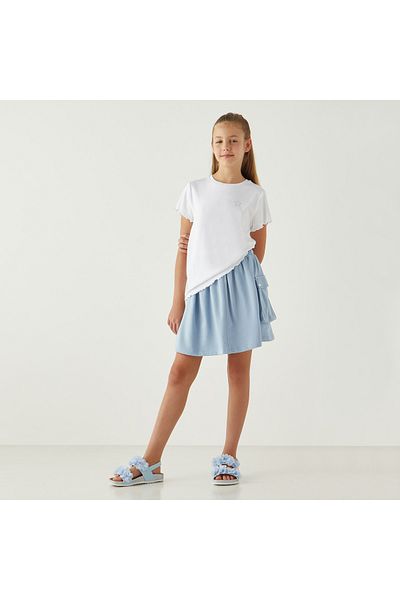 Juniors Solid Skirt With Elasticated Waistband And Pockets