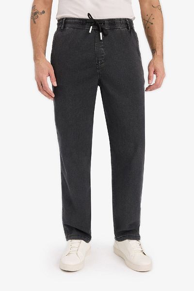 DeFacto Summer Wide Leg Wide Fit Elastic Waist Wide Leg Jean Snow Washed Trousers F2949Ax25Sp