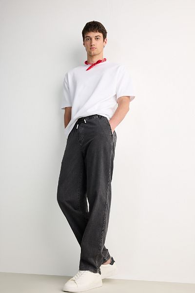 DeFacto Summer Wide Leg Wide Fit Elastic Waist Wide Leg Jean Snow Washed Trousers F2949Ax25Sp
