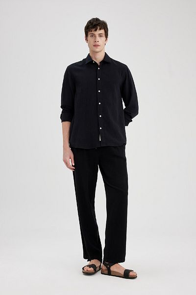 DeFacto Viskózové kalhoty Regular Fit Straight Kapsa B4867Ax24Sp