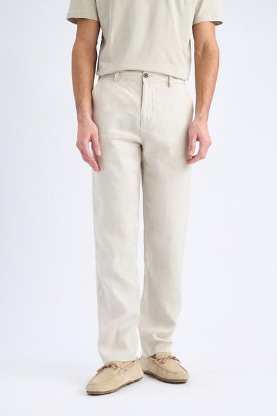 DeFacto 100% Linen Relax Fit Relaxed Cut Straight Leg Summer Trousers C1117Ax25Sp