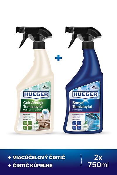 Hueger Sada 2 viacúčelových čističov povrchov a kúpeľní (2x 750 ml)