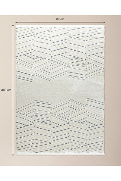 Madame Coco Annot Halı - Beyaz/Mavi - 80x300 cm