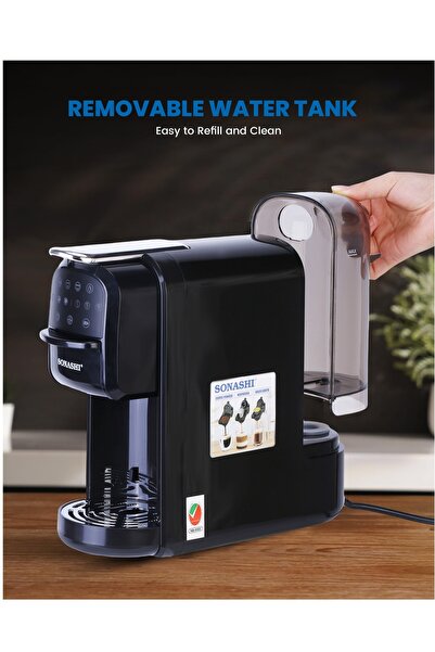 sonashi آلة صنع قهوة متعددة الكبسولات 3 في 1 بقوة 1400 واط ومكواة بخار محمولة باليد بقوة 1100 واط