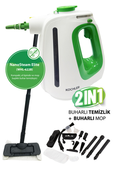 kochler WHL-622B 2-in-1 Buharlı Temizlik Makinesi – El Tipi ve Mop Başlıklı, Yüksek Güçlü, Çok Amaçlı ve Kom