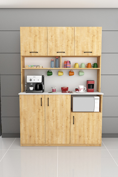 asratrend %100 MDFLAM Kahve Köşesi Çok Amaçlı Mutfak Dolabı KAHVE03