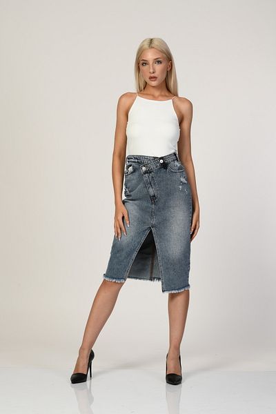 What's Up Fusta din denim cu talie înaltă Whatsup - Denim