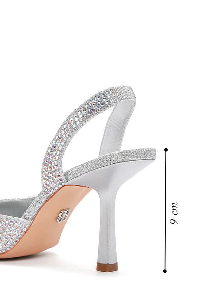Derimod Women's Gray Stone Open Back Thin Heeled Shoes, Evening Dress Shoes 25Sfe4914Ts