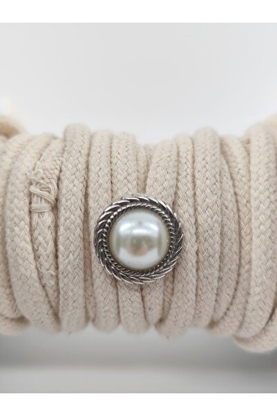 ZERGOLD 12'li Vintage İnci Detaylı Metal Düğme Seti - Gümüş Renk 34mm