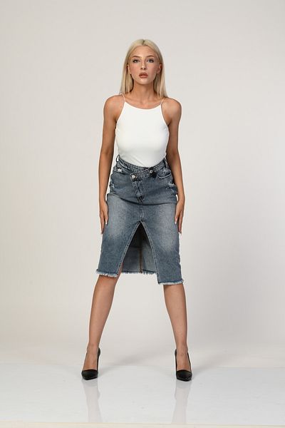 What's Up Fusta din denim cu talie înaltă Whatsup - Denim