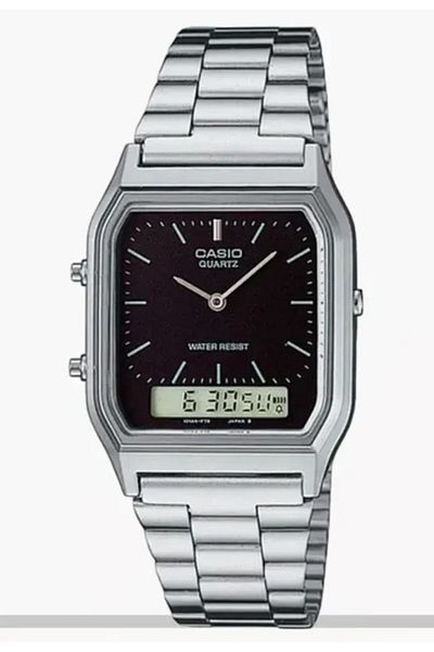 Casio ساعة كلاسيكية تناظرية رقمية بمينا أسود Aq-230a-1dmq